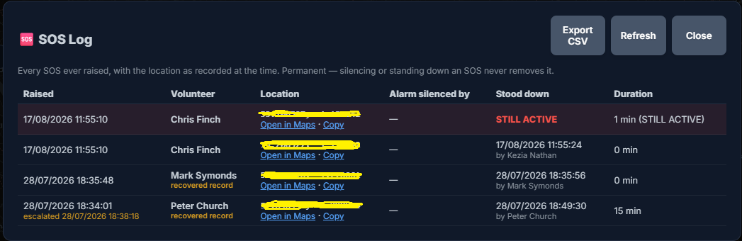 The permanent append-only SOS log